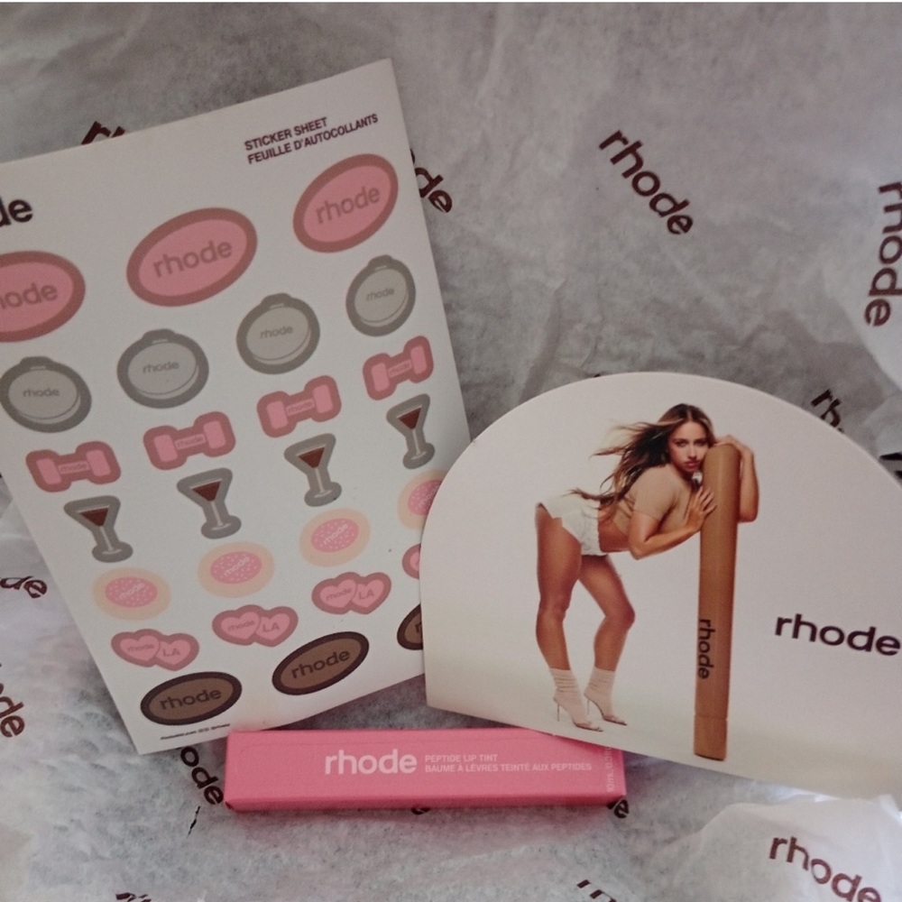 Sold out limited edition pink Sugar Cookie Rhode Peptide Lip with stickers 🍪💕